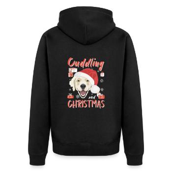 Golden Retriever Merry Christmas - Unisex Premium Organic Zip Hoodie - black - Back - Nico (187cm)
