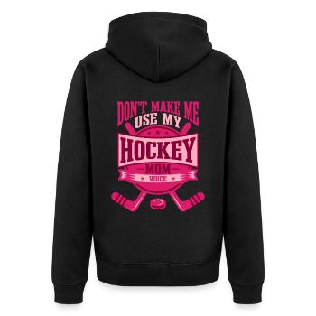 Frauen Eishockey Mama - Unisex Premium Bio Zip Hoodie - Schwarz - Hinten - Nico (187cm)