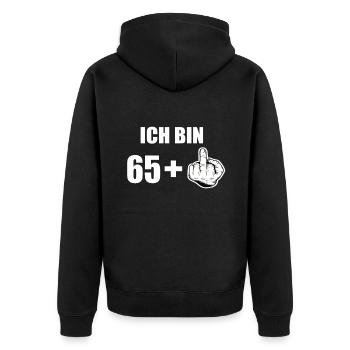 66 Geburtstag - Unisex Premium Bio Zip Hoodie - Schwarz - Hinten - Nico (187cm)