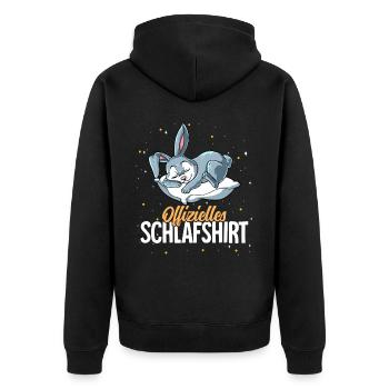 Offizielles Schlafshirt Hase - Unisex Premium Bio Zip Hoodie - Schwarz - Hinten - Nico (187cm)