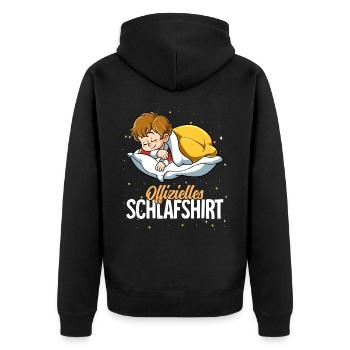 Offizielles Schlafshirt Junge - Unisex Premium Bio Zip Hoodie - Schwarz - Hinten - Nico (187cm)
