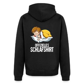 Offizielles Schlafshirt Junge - Unisex Premium Bio Zip Hoodie - Schwarz - Hinten - Nico (187cm)