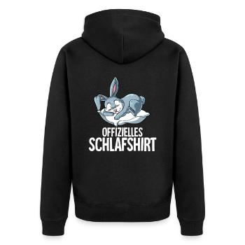Offizielles Schlafshirt Hase - Unisex Premium Bio Zip Hoodie - Schwarz - Hinten - Nico (187cm)