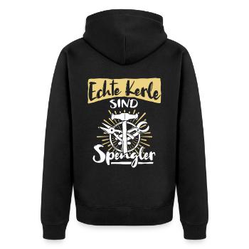Spengler Beruf Bauspengler Sprüche - Unisex Premium Bio Zip Hoodie - Schwarz - Hinten - Nico (187cm)