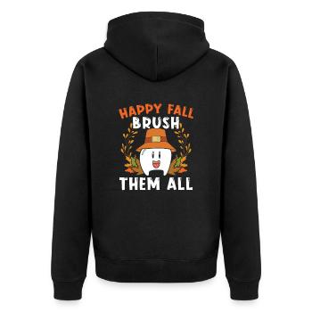 Happy Fall Brush Thanksgiving Zahnarzt Dental - Unisex Premium Bio Zip Hoodie - Schwarz - Hinten - Nico (187cm)