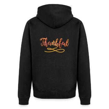 Dankbarer Thanksgiving-fallsaison-türkei-kürbis - Unisex Premium Bio Zip Hoodie - Schwarz - Hinten - Nico (187cm)