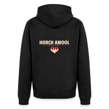 Horch amool - Franken fränkisch fränggisch - Unisex Premium Bio Zip Hoodie - Schwarz - Hinten - Nico (187cm)