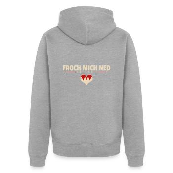 Froch mich ned - Franken fränkisch fränggisch - Unisex Premium Bio Zip Hoodie - Grau meliert - Hinten - Nico (187cm)