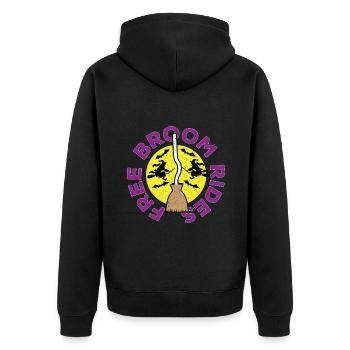Halloween broom riding broom witch - Unisex Premium Organic Zip Hoodie - black - Back - Nico (187cm)