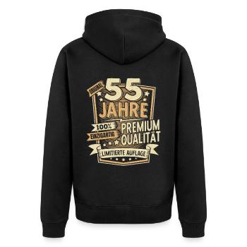 55. Geburtstag Männer Frauen 55 Jahre Lustig - Unisex Premium Bio Zip Hoodie - Schwarz - Hinten - Nico (187cm)