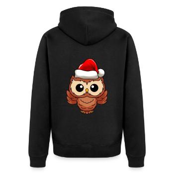 Eule Comic Weihnachten - Unisex Premium Bio Zip Hoodie - Schwarz - Hinten - Nico (187cm)