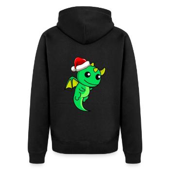 Drache Comic Weihnachten - Unisex Premium Bio Zip Hoodie - Schwarz - Hinten - Nico (187cm)
