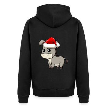 Esel Comic Weihnachten - Unisex Premium Bio Zip Hoodie - Schwarz - Hinten - Nico (187cm)
