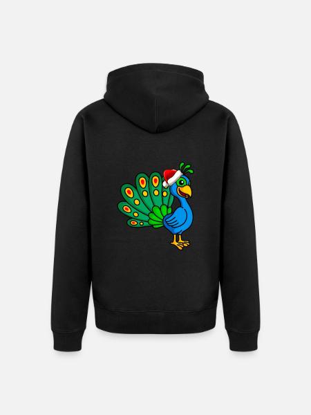 Peacock Comic Christmas - Veste à capuche bio Premium Unisexe - noir