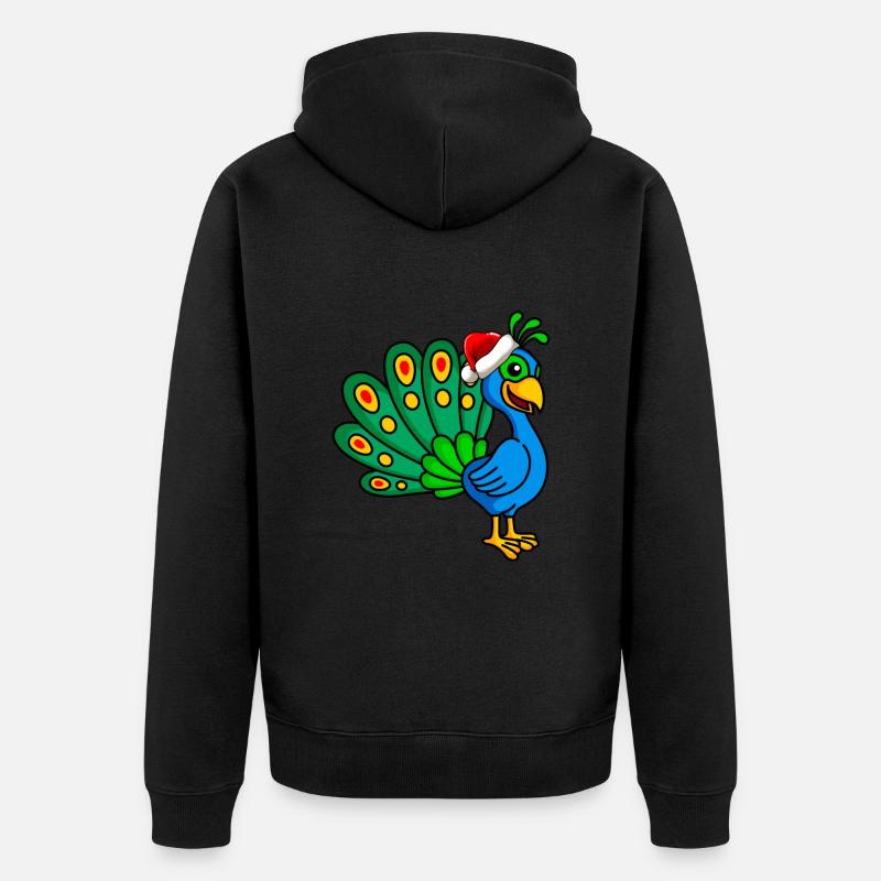 Peacock Comic Christmas - Veste à capuche bio Premium Unisexe - noir
