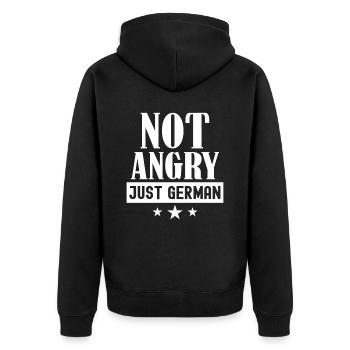Not angry only German Germany's voice - Unisex Premium Organic Zip Hoodie - black - Back - Nico (187cm)