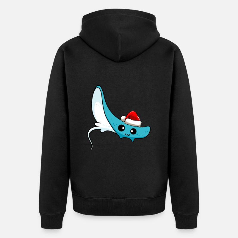 Rochen Comic Weihnachten - Unisex Premium Bio Zip Hoodie - Schwarz