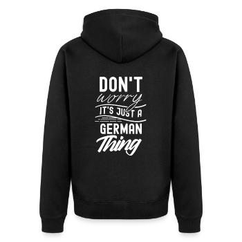 Keine Angst Ist Nur Eine Deutsche Sache Deutsch - Unisex Premium Bio Zip Hoodie - Schwarz - Hinten - Nico (187cm)