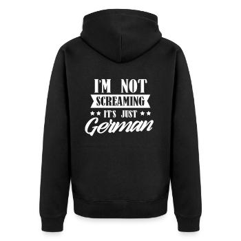 I don't scream it's just German Germany - Unisex Premium Organic Zip Hoodie - black - Back - Nico (187cm)