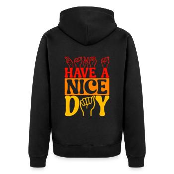 Taub Taubstumm Deaf - Unisex Premium Bio Zip Hoodie - Schwarz - Hinten - Nico (187cm)
