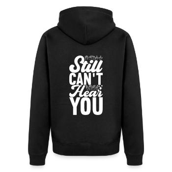 Deaf Deaf Mute Deaf - Unisex Premium Organic Zip Hoodie - black - Back - Nico (187cm)