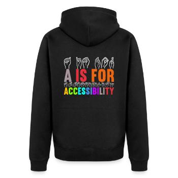 Deaf Deaf Mute Deaf - Unisex Premium Organic Zip Hoodie - black - Back - Nico (187cm)