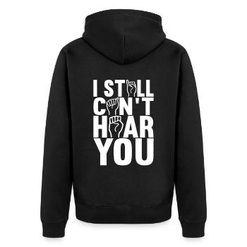 Taub Taubstumm Deaf - Unisex Premium Bio Zip Hoodie - Schwarz - Hinten - Nico (187cm)
