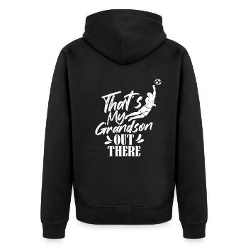 Das Ist Mein Enkel Da Draußen Fußball Hobby Sport - Unisex Premium Bio Zip Hoodie - Schwarz - Hinten - Nico (187cm)