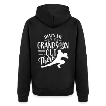 Das Ist Mein Enkel Da Draußen Beim Volleyball - Unisex Premium Bio Zip Hoodie - Schwarz - Hinten - Nico (187cm)