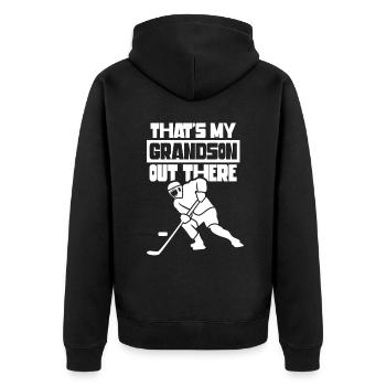 Voici mon petit-fils là-bas au passe-temps de hockey - Veste à capuche bio Premium Unisexe - noir - Dos - Nico (187cm)