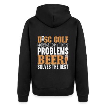 Disc Golf Disc Golfer - Unisex Premium Organic Zip Hoodie - black - Back - Nico (187cm)