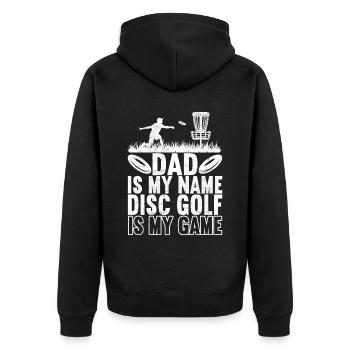 Disc Golf Disc Golfer - Unisex Premium Organic Zip Hoodie - black - Back - Nico (187cm)