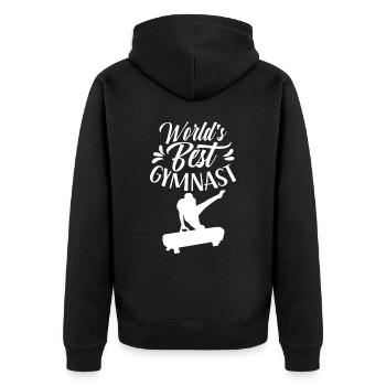 Der Beste Turner Der Welt Gymnast Gymnastik - Unisex Premium Bio Zip Hoodie - Schwarz - Hinten - Nico (187cm)