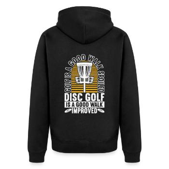 Disc Golf Disc Golfer - Unisex Premium Organic Zip Hoodie - black - Back - Nico (187cm)