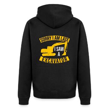 Baggerfahrer I Saw A Excavator - Unisex Premium Bio Zip Hoodie - Schwarz - Hinten - Nico (187cm)