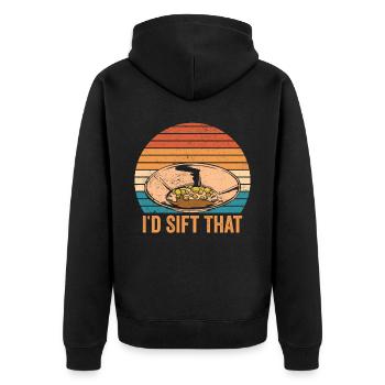 Lustige Goldwäscher Goldsucher Ich würde das sicht - Unisex Premium Bio Zip Hoodie - Schwarz - Hinten - Nico (187cm)