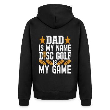 Disc Golf Disc Golfer - Unisex Premium Organic Zip Hoodie - black - Back - Nico (187cm)