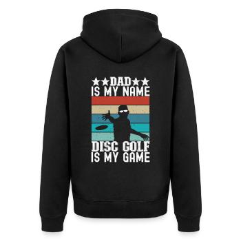 Disc Golf Disc Golfer - Unisex Premium Organic Zip Hoodie - black - Back - Nico (187cm)