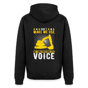 Baggerfahrer Construction Site Voice - Unisex Premium Bio Zip Hoodie - Schwarz - Hinten - Nico (187cm)