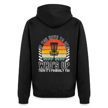 Disc Golf Disc Golfer - Unisex Premium Organic Zip Hoodie - black - Back - Nico (187cm)