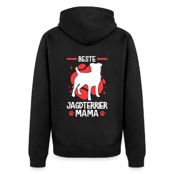 Beste Jagdterrier Mama Deutscher Jagdterrier - Unisex Premium Bio Zip Hoodie - Schwarz - Hinten - Nico (187cm)