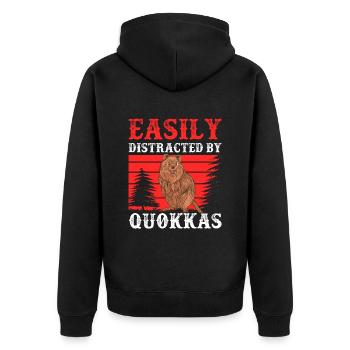 Distracted by Quokka's marsupial Quokka - Unisex Premium Organic Zip Hoodie - black - Back - Nico (187cm)