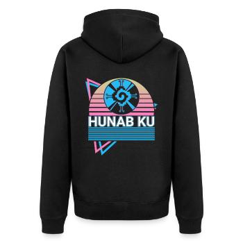 Hunab Ku Maya Aztec Rétro - Veste à capuche bio Premium Unisexe - noir - Dos - Nico (187cm)