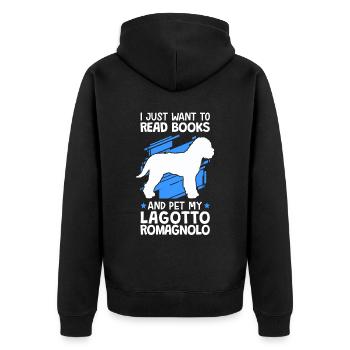 Read and Lagotto Romagnolo pet truffle dog - Unisex Premium Organic Zip Hoodie - black - Back - Nico (187cm)