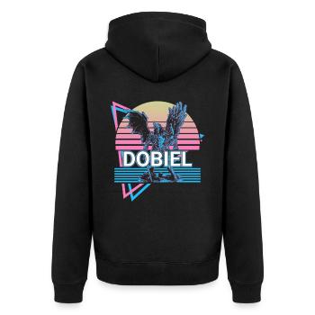 Dobiel Schutzengel Altes Persien Retro - Unisex Premium Bio Zip Hoodie - Schwarz - Hinten - Nico (187cm)