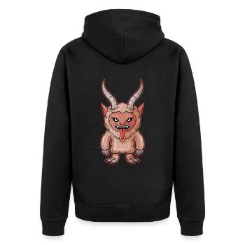 Kawaii Krampus Devil Demon Dark Christmas - Unisex Premium Bio Zip Hoodie - Schwarz - Hinten - Nico (187cm)