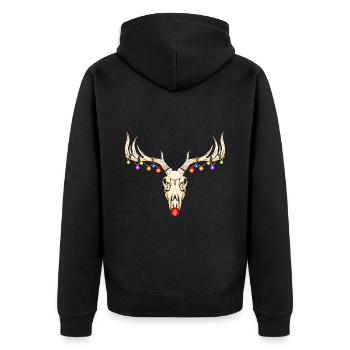 Reindeer Skull of Rudolph With Fairy Lights Dark - Unisex Premium Organic Zip Hoodie - black - Back - Nico (187cm)