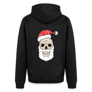 Skull With Beard And Santas Hat For Dark Christmas - Unisex Premium Organic Zip Hoodie - black - Back - Nico (187cm)
