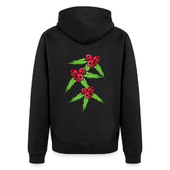 Mistletoe with Skull Mistleberries For A Dark - Unisex Premium Organic Zip Hoodie - black - Back - Nico (187cm)