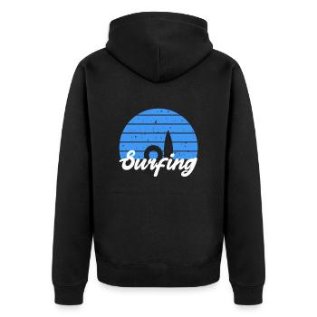 Cooles Surf Design Surfbrett Surfer - Unisex Premium Bio Zip Hoodie - Schwarz - Hinten - Nico (187cm)